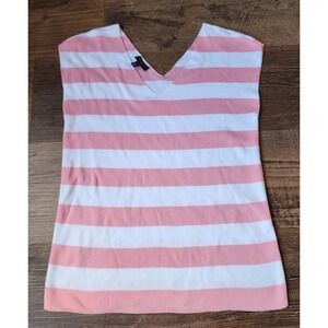 TALBOTS Sleeveless Pink White Striped Sleeveless Knitted Top - Size SP -